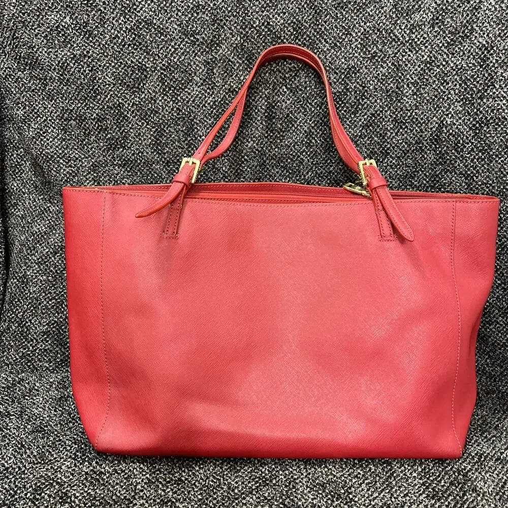 TORY BURCH Red Saffiano Leather York Tote Large Adjustable Shoulder Bag Carryall
